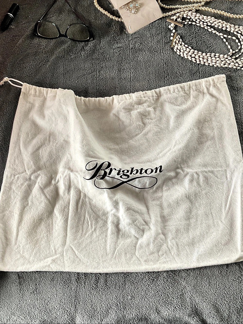 Brighton Branded Drawstring Dust Bag White